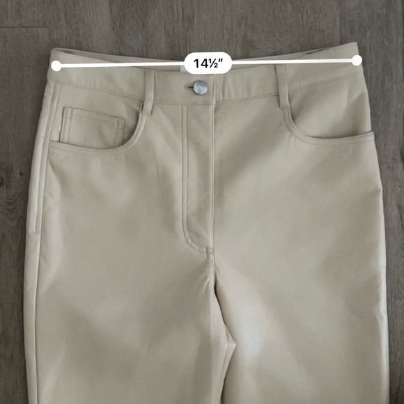 Wilfred Aritzia Melina Vegan Leather Straight Leg Pants - Cream Beige - Size 8 - Picture 9 of 12